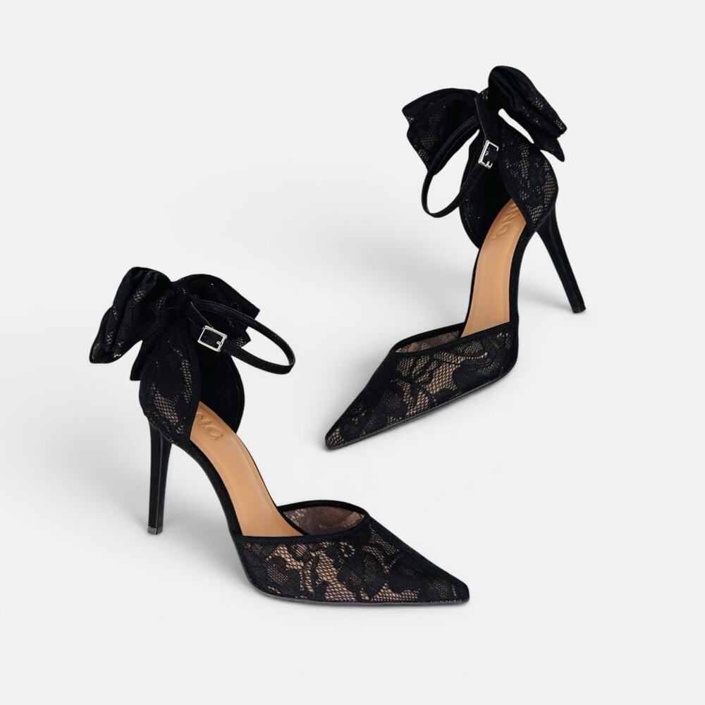 I.N.C. International Concepts Sanira Black Lace Bow Pumps Size 8 Stiletto Dressy - Picture 14 of 14